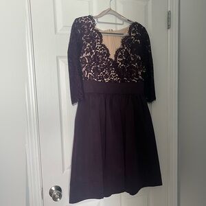 Eliza J Elegant Lace Dress in Deep Purple